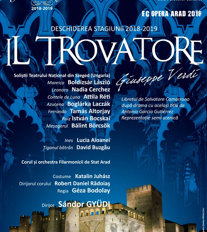 Filarmonica de Stat Arad deschide stagiunea 2018-2019 cu una dintre cele mai celebre opera italiene, în Palatul Cultural, recent restaurat și modernizat