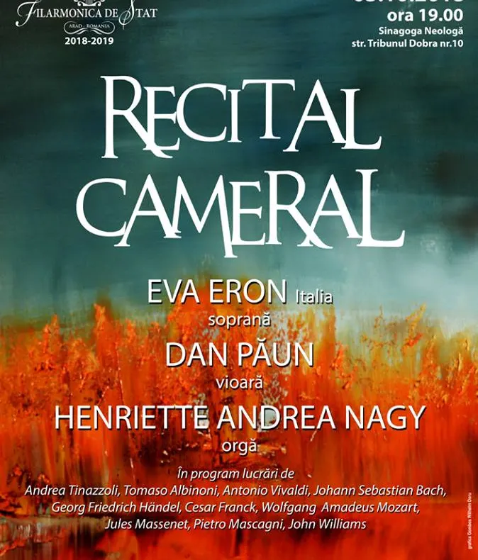 Arad: Concert în Sinagoga Neologă cu soprană din Italia, miercuri