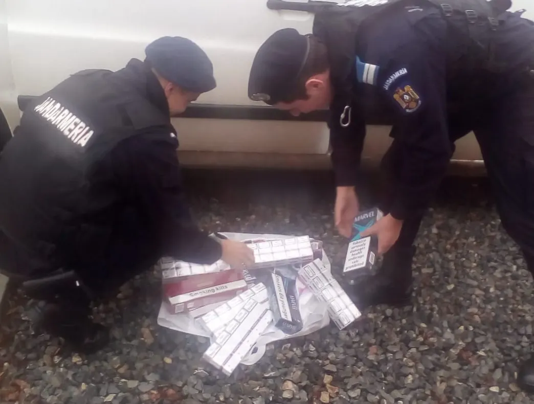 Arad: 100 de pachete cu țigări de contrabandă, confiscate de către jandarmi chiar în centrul Aradului. Cum s-a dat de gol traficantul