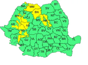 Arad: Cod galben de ninsori și viscol în vestul țării, până luni la ora 14