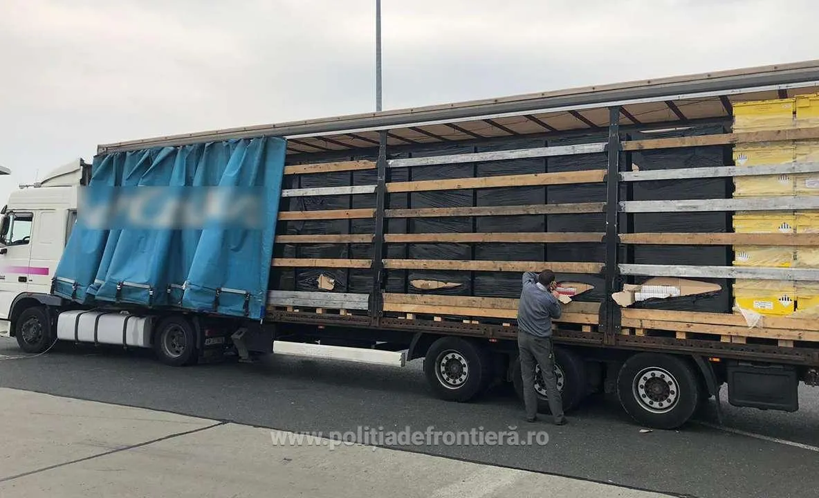Arad: Șoferul TIR-ului încărcat cu țigări de contrabandă în valoare de cca 5 milioane de lei, arestat preventiv