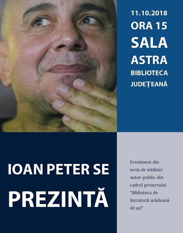 Arad: Cunoscutul actor și scriitor, Ioan Peter, se prezintă, joi, în fața publicului, la Biblioteca Județeană A.D. Xenopol Arad