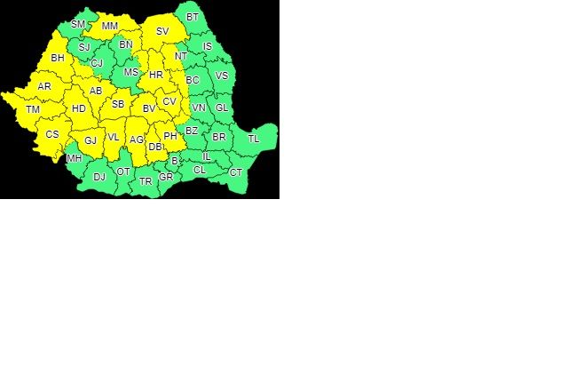 Arad: Cod galben de ploi puternice, în vestul țării, până joi la ora 11