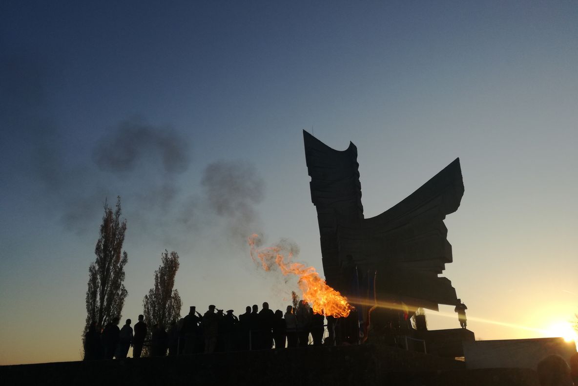 Arad: AUDIO VIDEO FOTO Ziua Armatei Române, defilare militară însoțită de 2 elicoptere militare. Urmează retragerea cu torțe a militarilor, în centrul Aradului