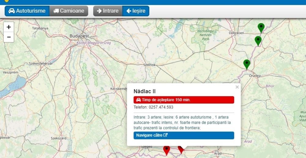 Arad: Aglomerație la frontiera de vest, pe sensul de ieșire din România
