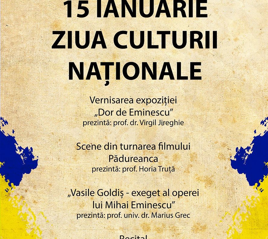 Arad: Mihai Emniescu omagiat alături de Ioan Slavici, miercuri, la Biblioteca din Arad, pentru a marca Ziua Culturii Naționale