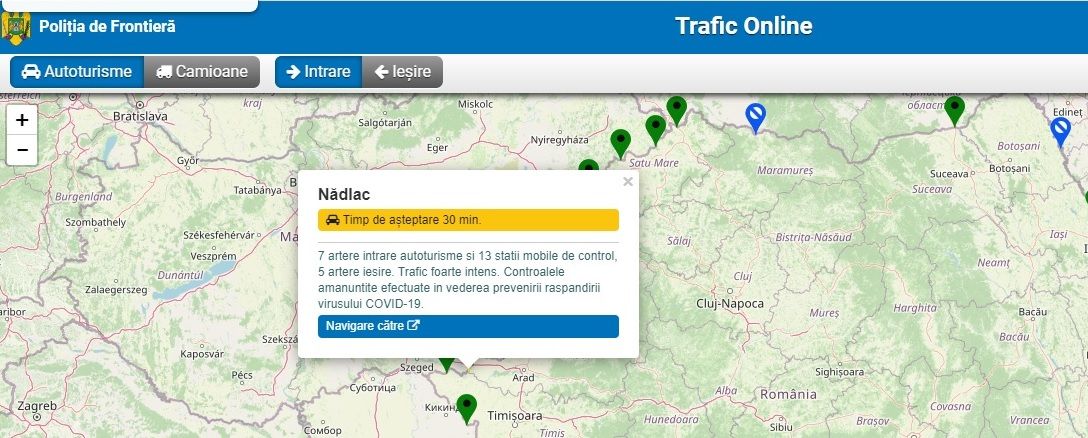 Arad: 20 de căi de intrare în România, deschise, sâmbătă, la Nădlac 1
