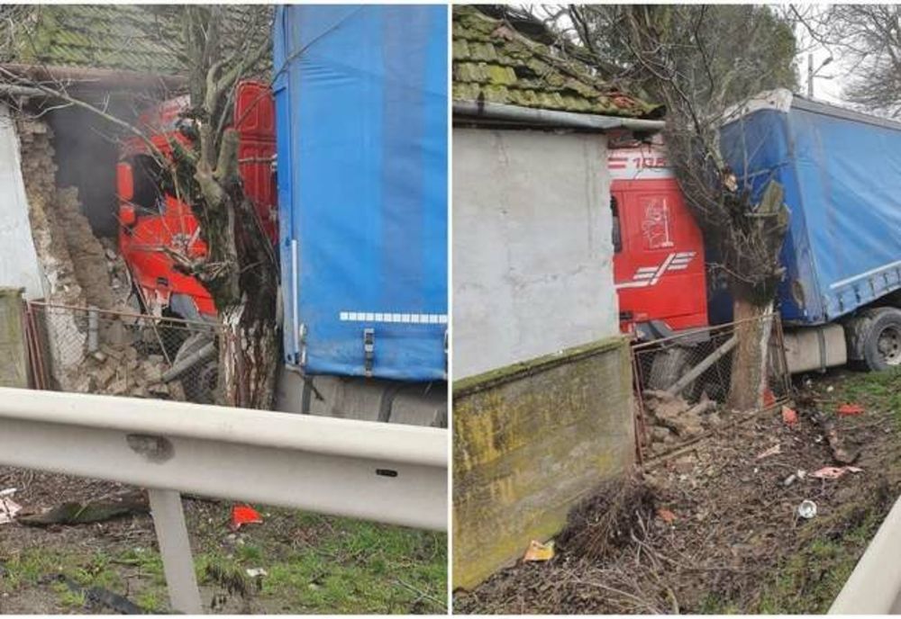 Casă dărâmată parţial de un TIR scăpat de sub control, în Șimand