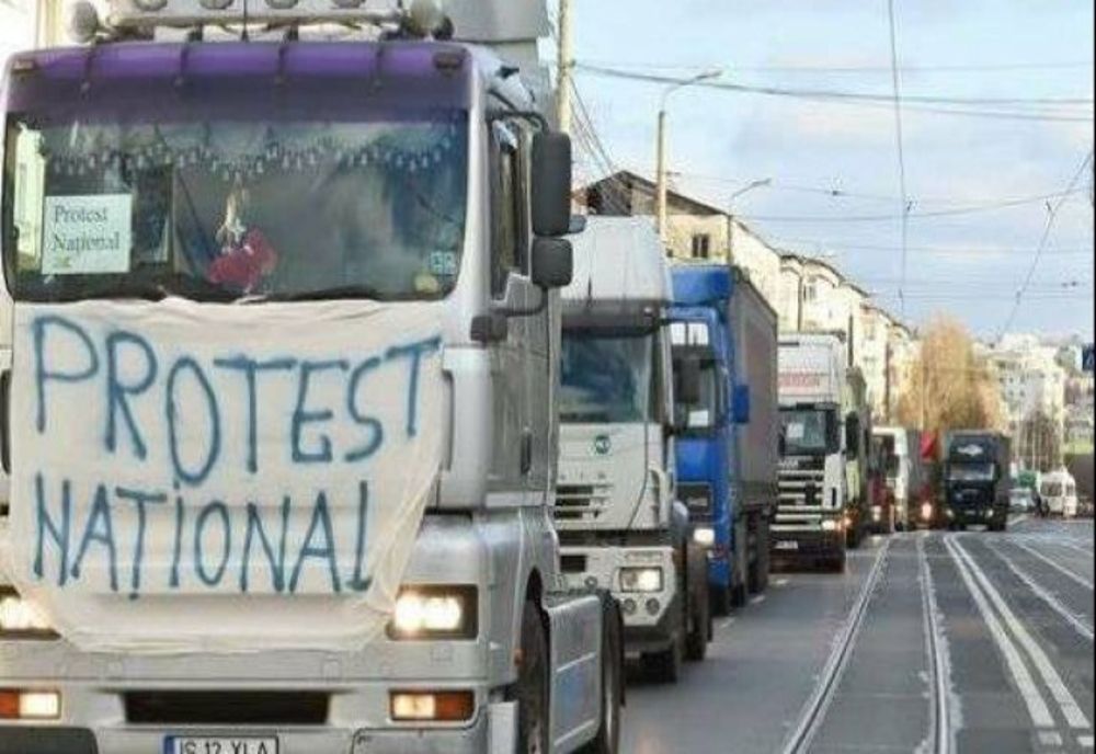 Protest al transportatorilor de marfă în Arad