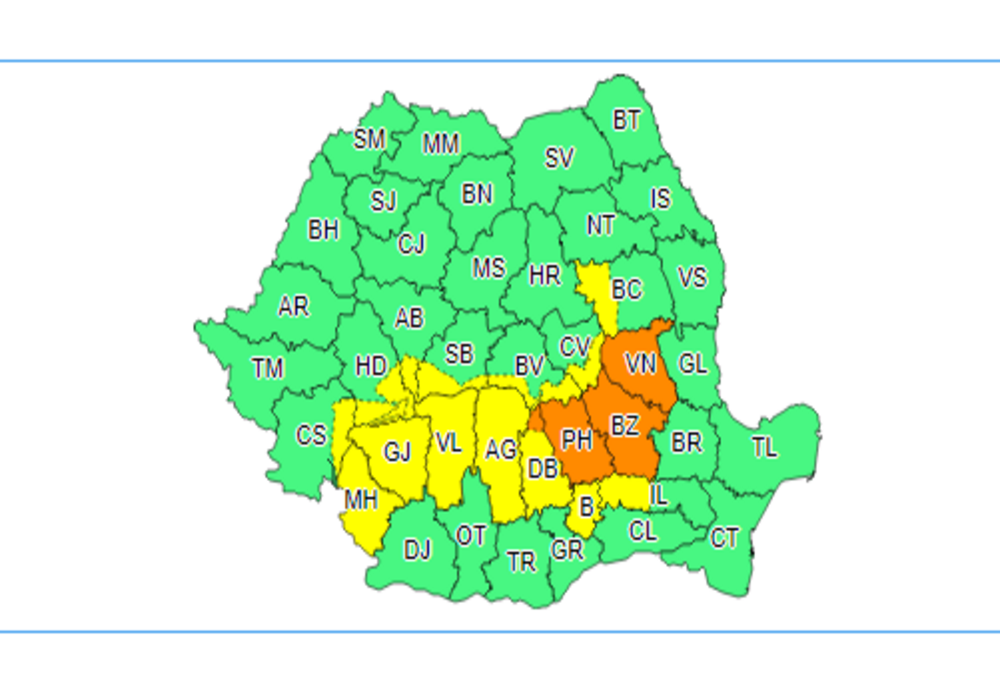 Prognoza meteo. Cod galben de ploi şi vânt şi cod portocaliu de precipitaţii abundente