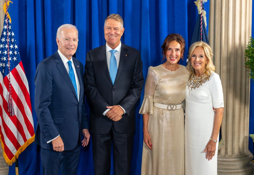 Klaus Iohannis şi soţia sa, Carmen, la recepţia oferită de preşedintele Joe Biden şi de Prima Doamnă Jill Biden, la ONU