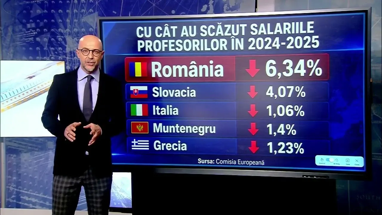 Salariile profesorilor români au scăzut cel mai mult din Europa. Noi date îngrijorătoare vin sub guvernarea lui Bolojan