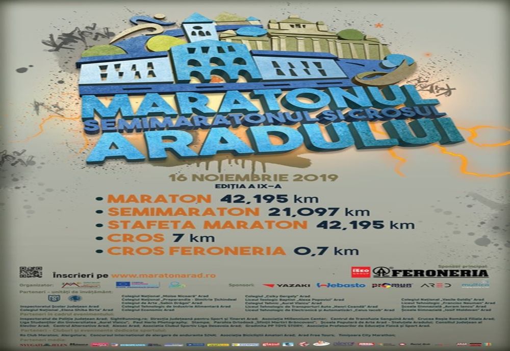 Arad: Maratonul, semimaratonul și crosul Aradului, sâmbătă. Restricții în centrul orașului